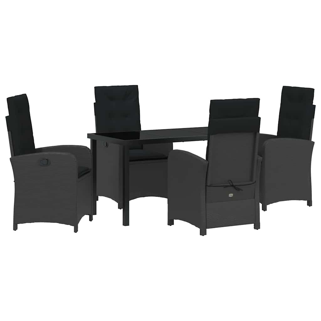 Garten Essgruppe mit Kissen 5 pcs Schwarz Poly-Rattan