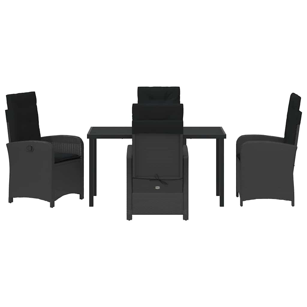 Garten Essgruppe mit Kissen 5 pcs Schwarz Poly-Rattan