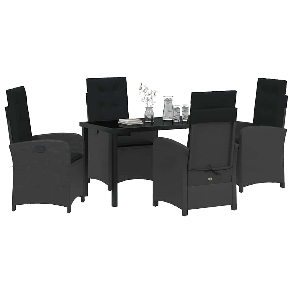 Garten Essgruppe mit Kissen 5 pcs Schwarz Poly-Rattan
