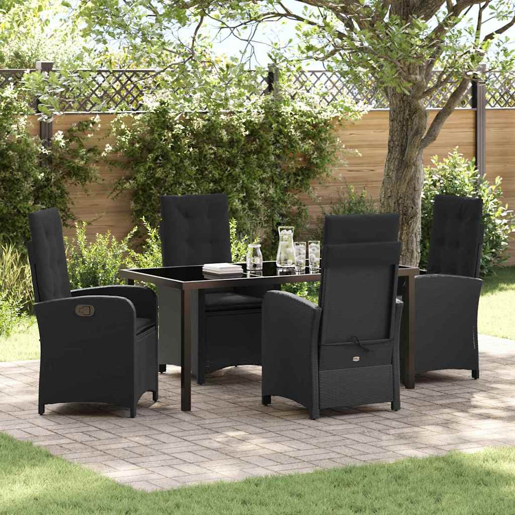 Garten Essgruppe mit Kissen 5 pcs Schwarz Poly-Rattan