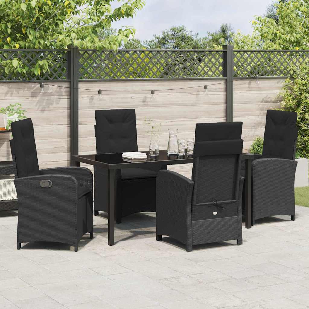 Garten Essgruppe mit Kissen 5 pcs Schwarz Poly-Rattan