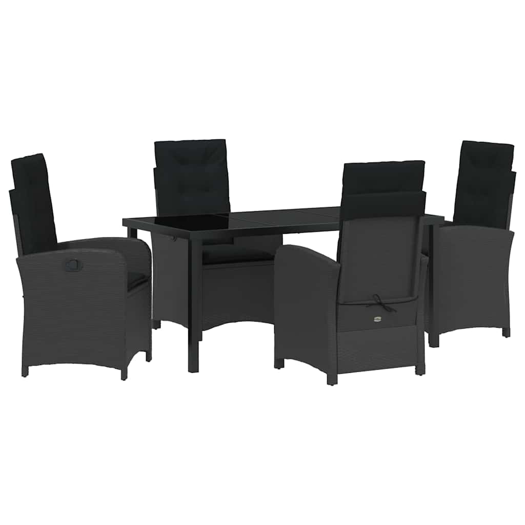 Garten Essgruppe mit Kissen 5 pcs Schwarz Poly-Rattan