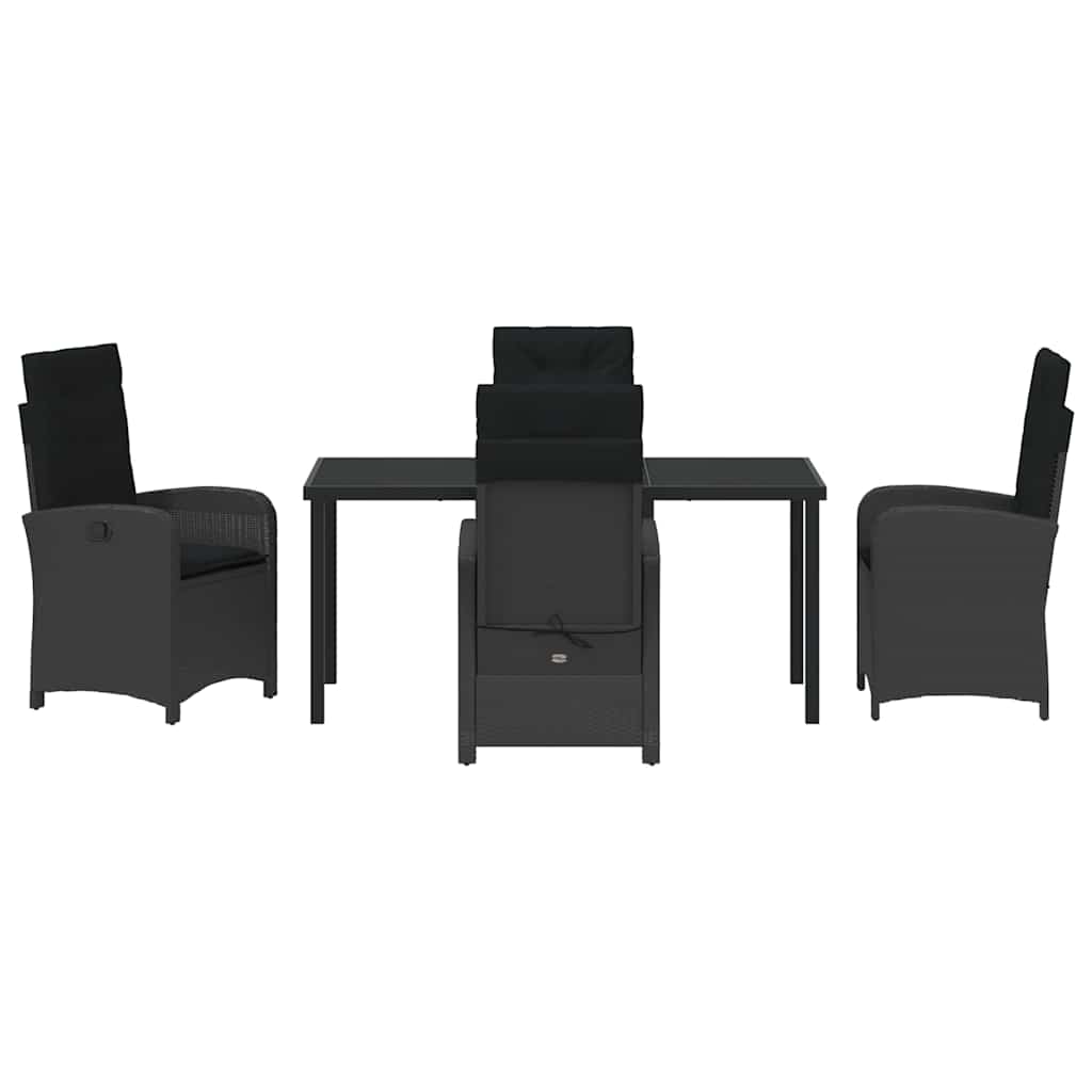 Garten Essgruppe mit Kissen 5 pcs Schwarz Poly-Rattan