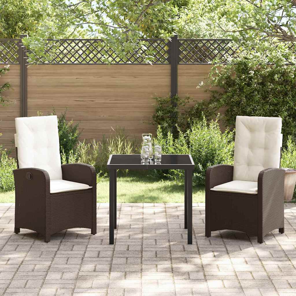 Garten Essgruppe mit Kissen 3 pcs Braun Poly-Rattan