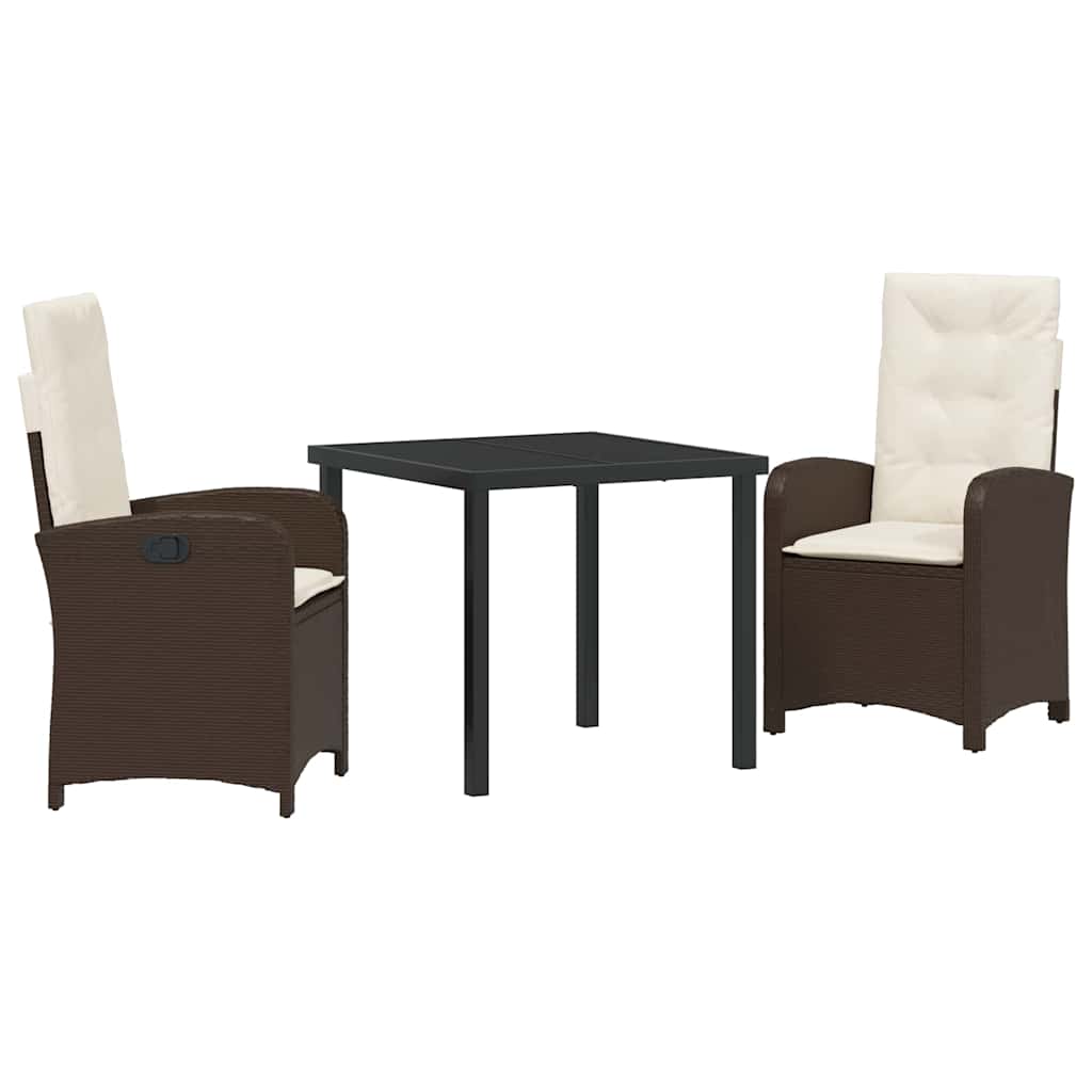 Garten Essgruppe mit Kissen 3 pcs Braun Poly-Rattan
