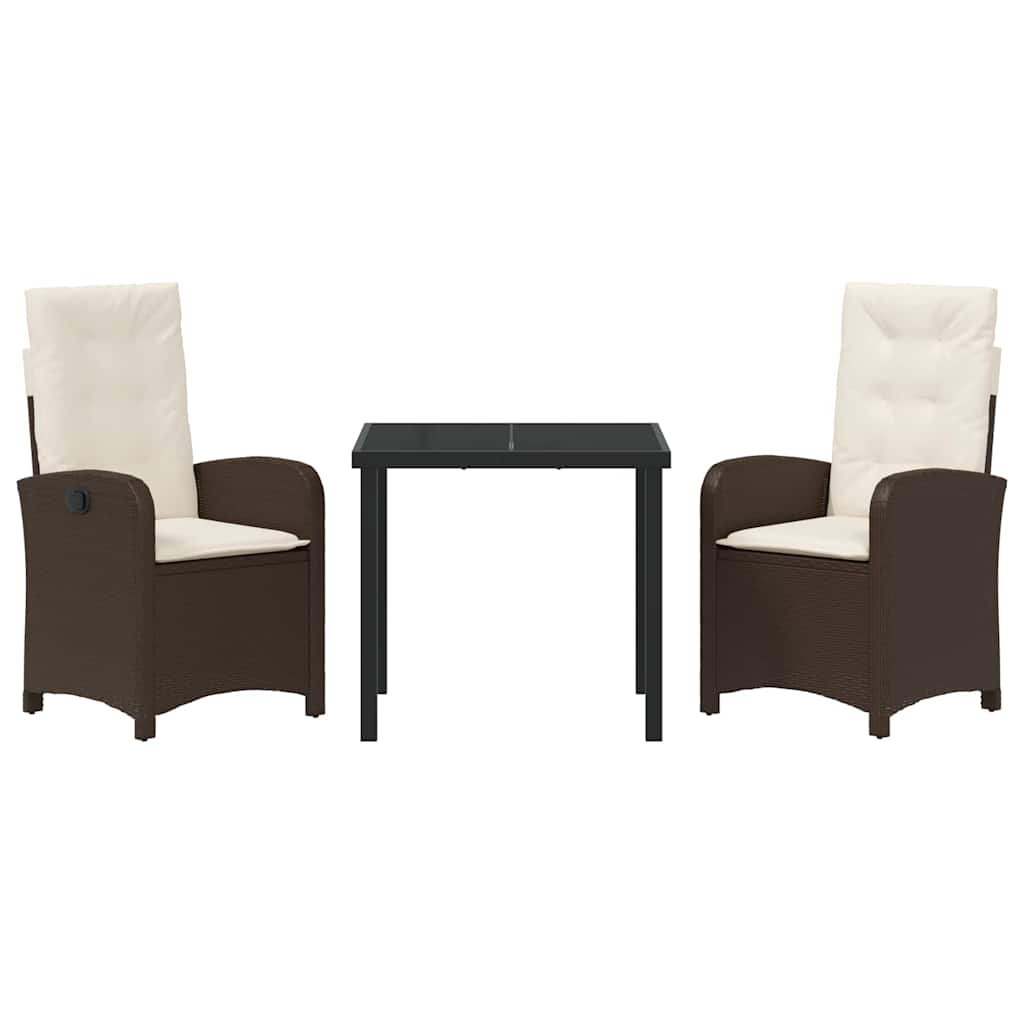 Garten Essgruppe mit Kissen 3 pcs Braun Poly-Rattan