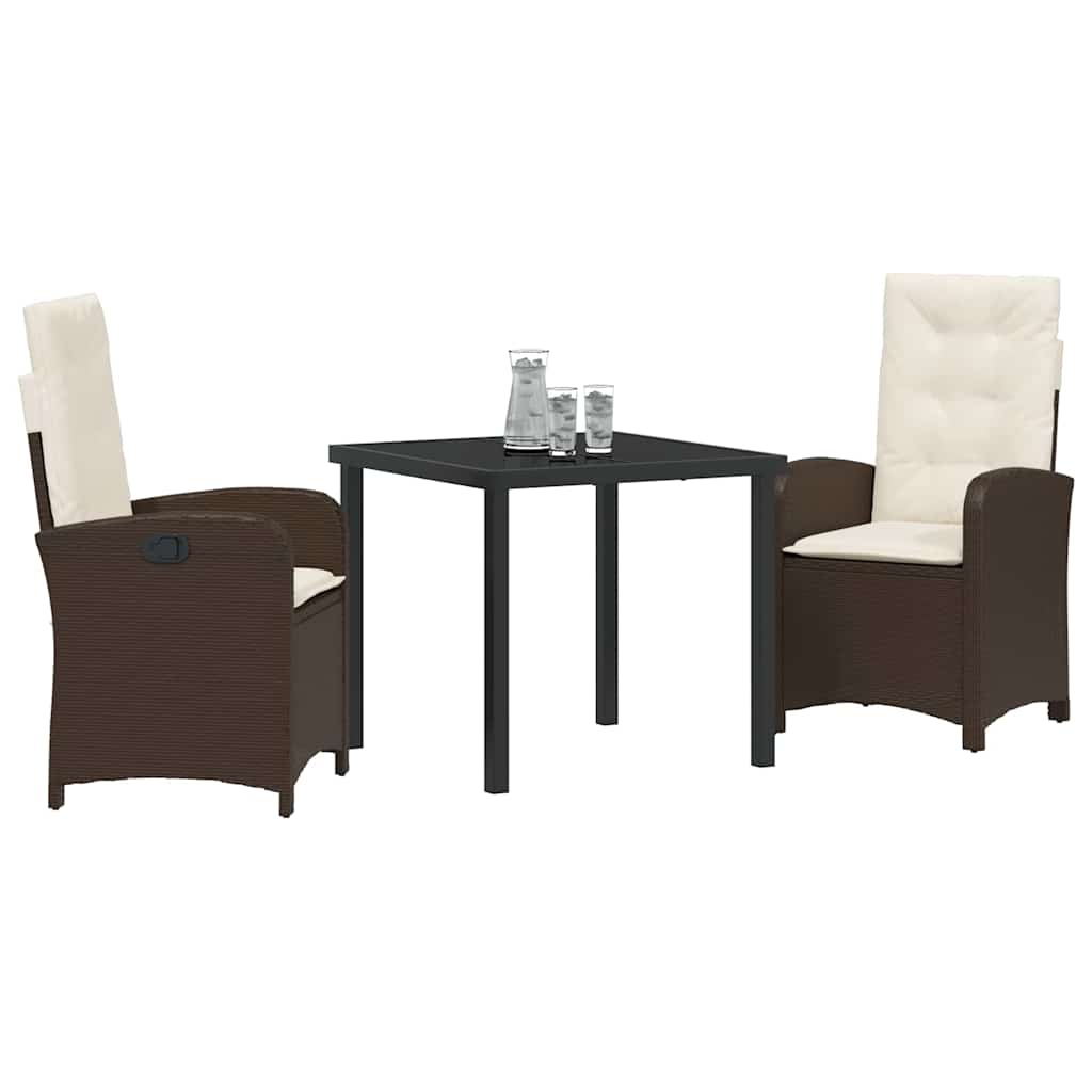 Garten Essgruppe mit Kissen 3 pcs Braun Poly-Rattan