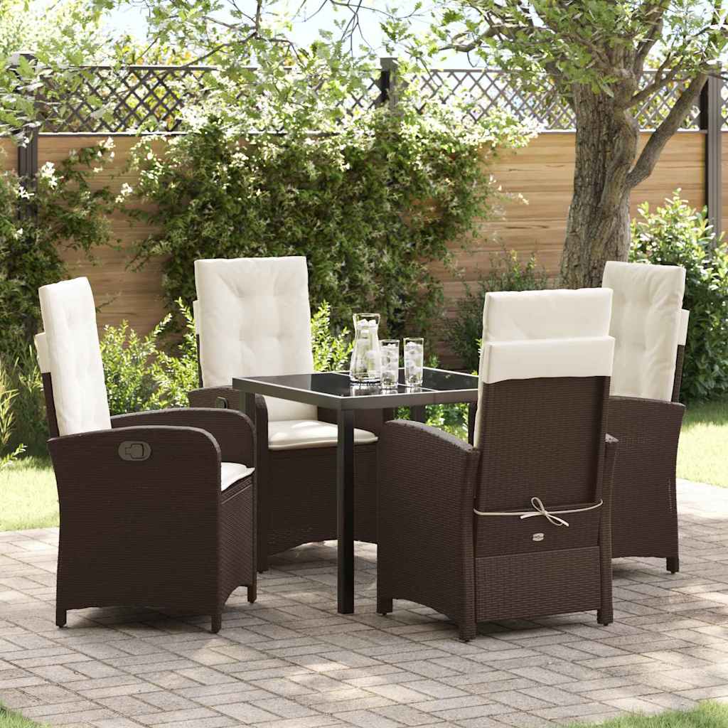 Garten Essgruppe mit Kissen 5 pcs Braun Poly-Rattan