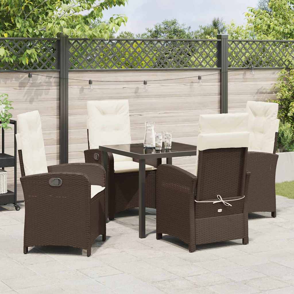 Garten Essgruppe mit Kissen 5 pcs Braun Poly-Rattan