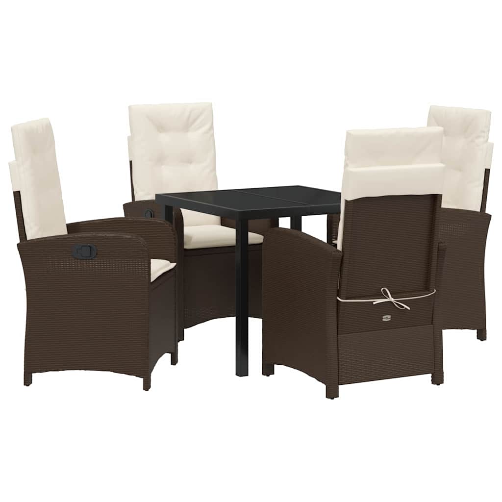 Garten Essgruppe mit Kissen 5 pcs Braun Poly-Rattan