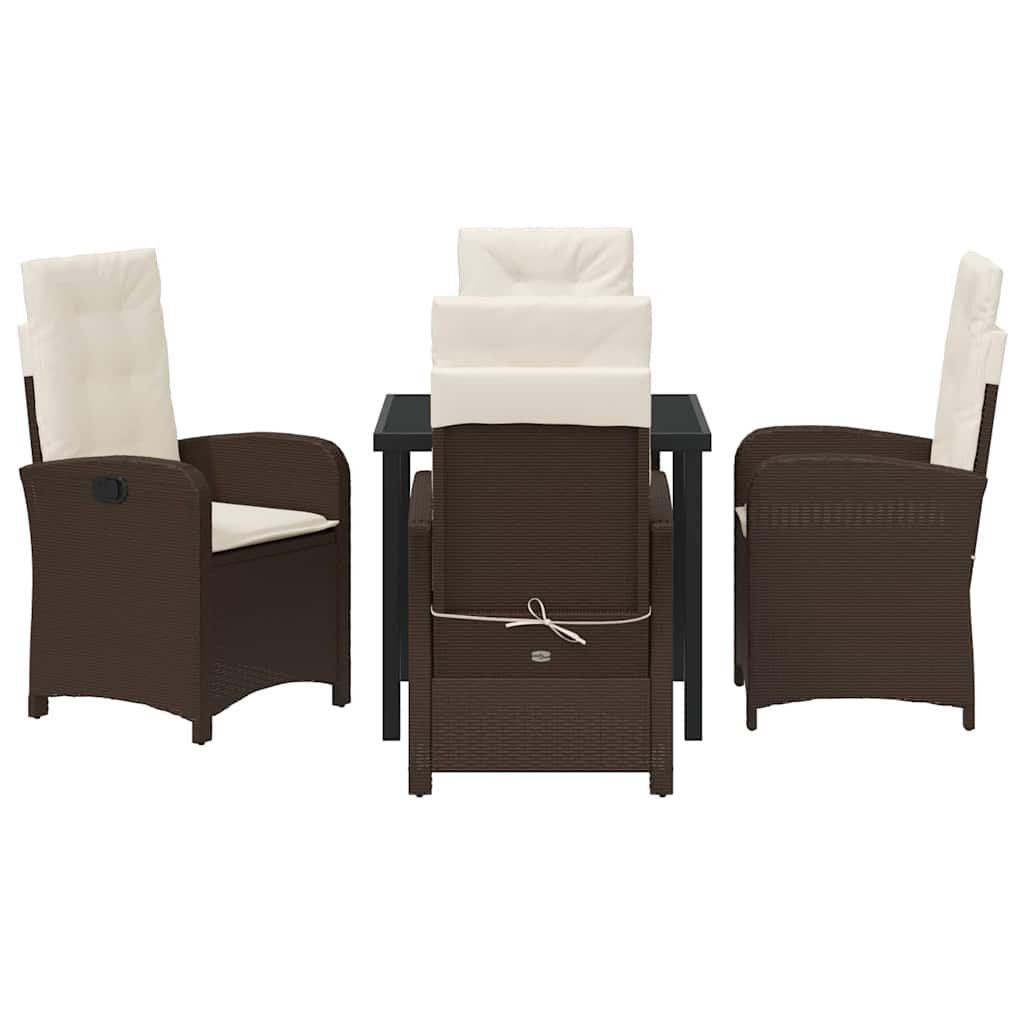 Garten Essgruppe mit Kissen 5 pcs Braun Poly-Rattan