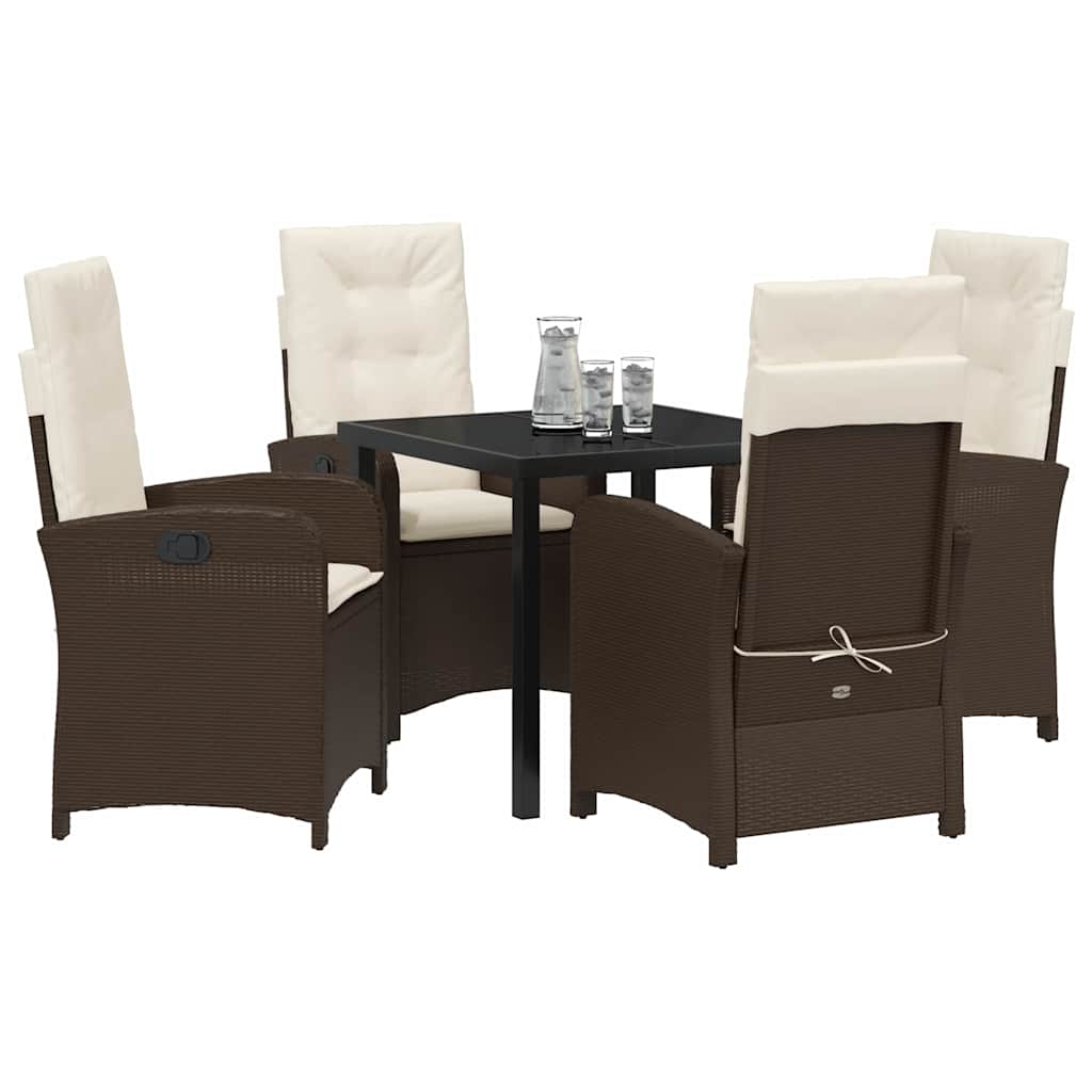 Garten Essgruppe mit Kissen 5 pcs Braun Poly-Rattan