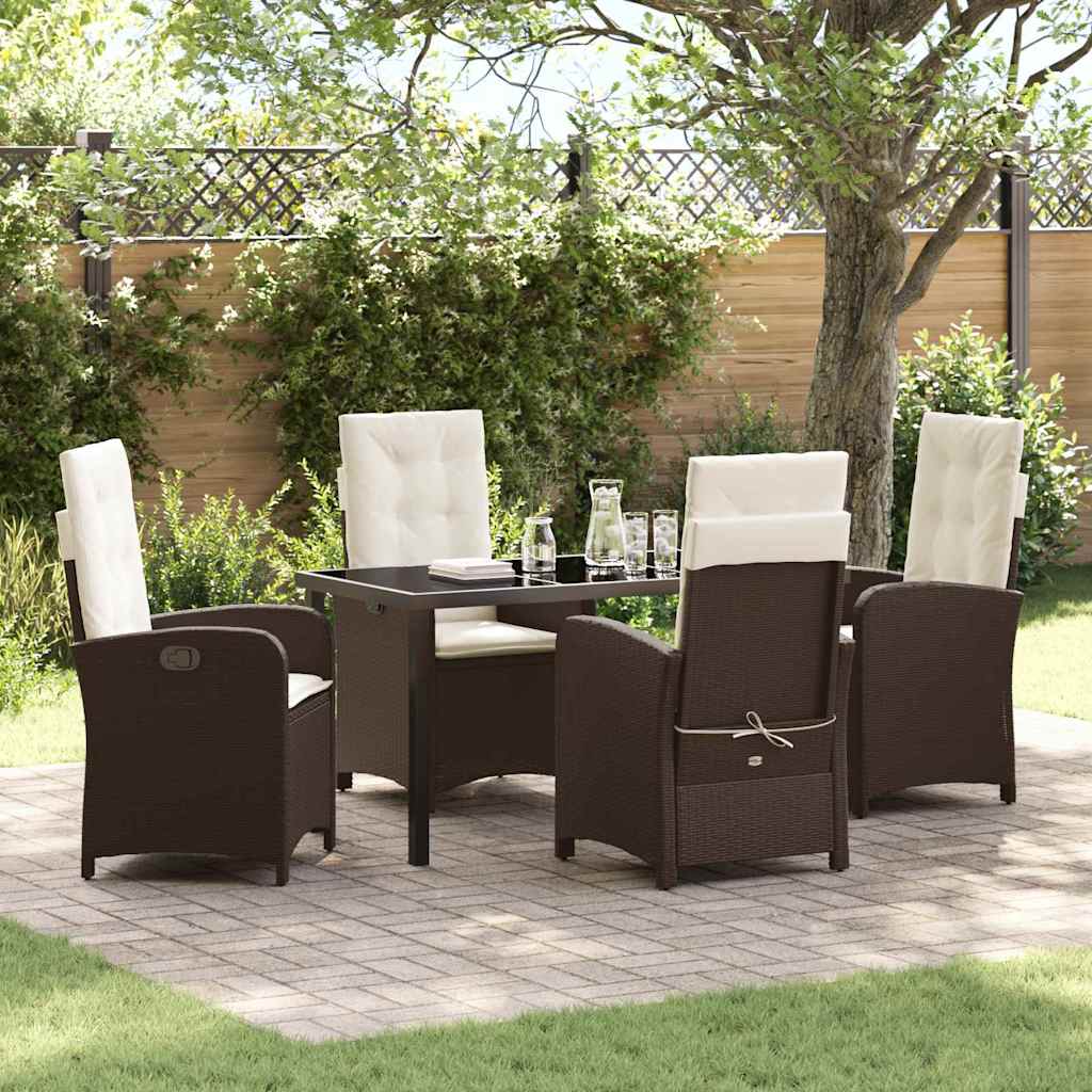 Garten Essgruppe mit Kissen 5 pcs Braun Poly-Rattan