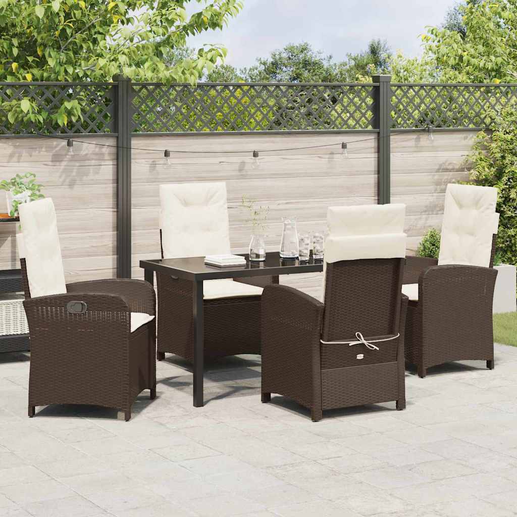 Garten Essgruppe mit Kissen 5 pcs Braun Poly-Rattan