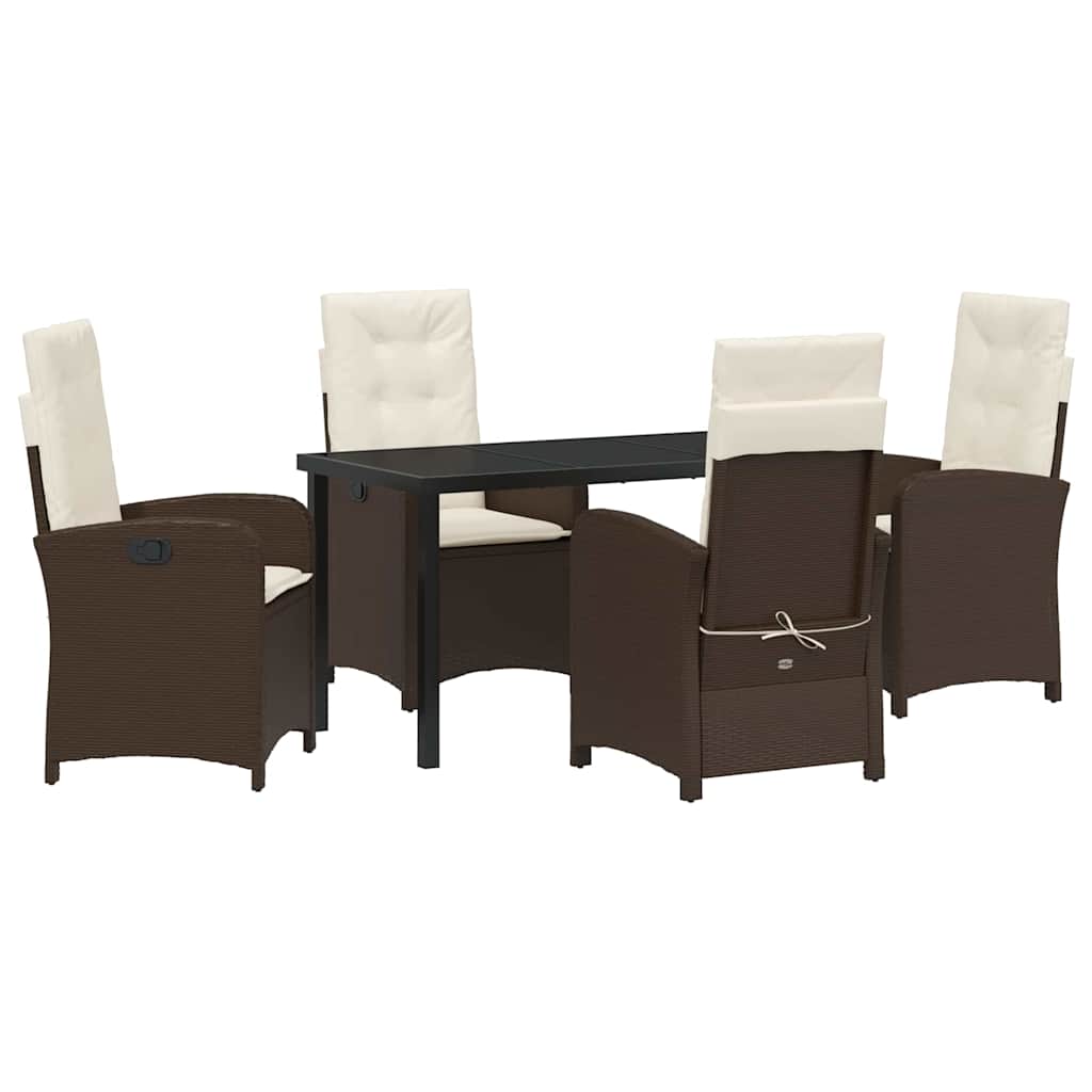 Garten Essgruppe mit Kissen 5 pcs Braun Poly-Rattan