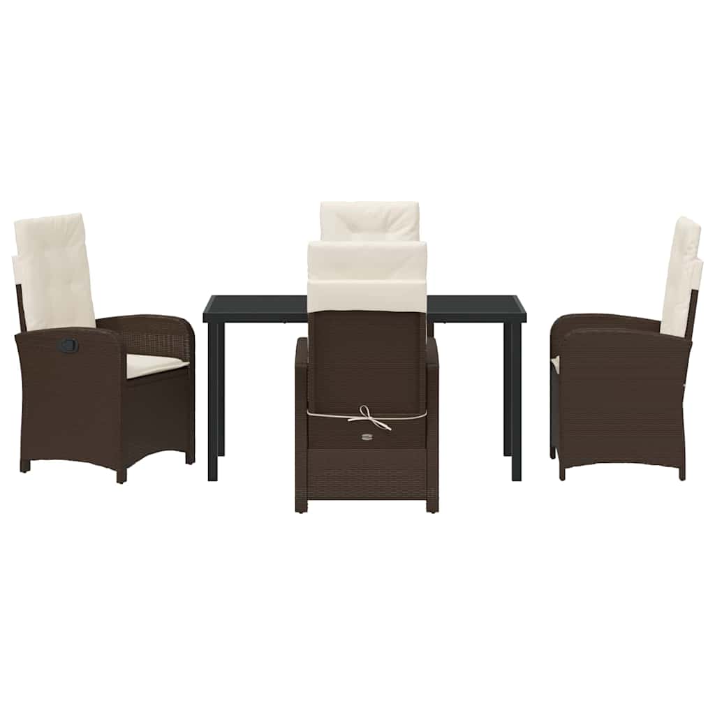 Garten Essgruppe mit Kissen 5 pcs Braun Poly-Rattan