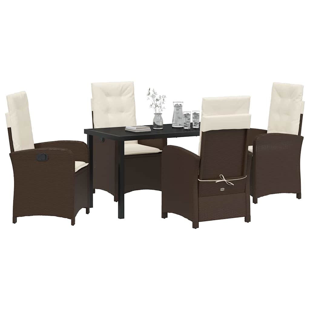 Garten Essgruppe mit Kissen 5 pcs Braun Poly-Rattan