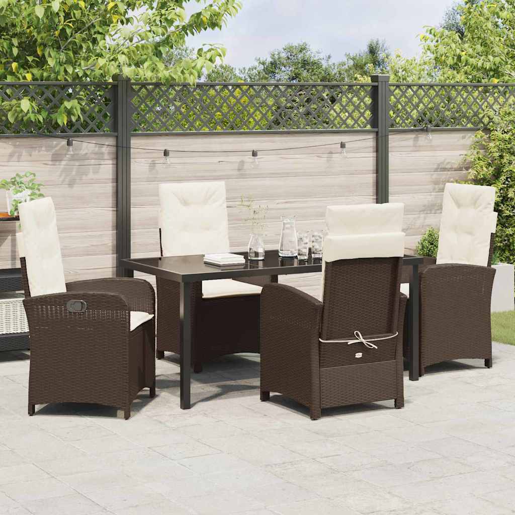 Garten Essgruppe mit Kissen 5 pcs Braun Poly-Rattan