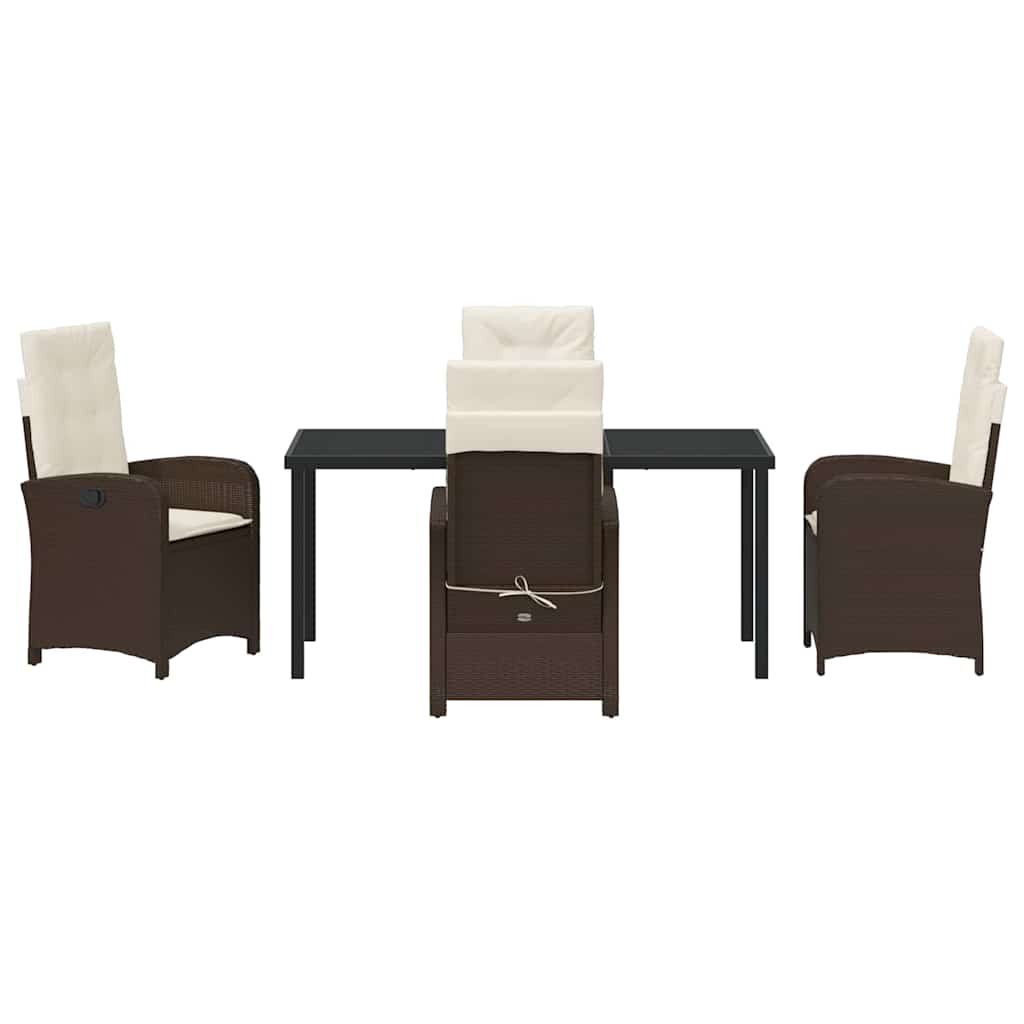 Garten Essgruppe mit Kissen 5 pcs Braun Poly-Rattan