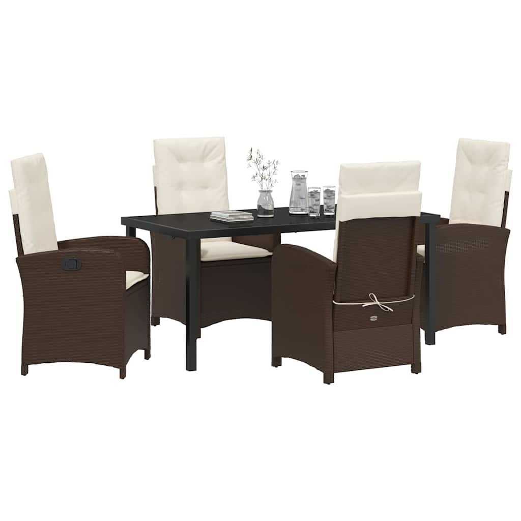 Garten Essgruppe mit Kissen 5 pcs Braun Poly-Rattan