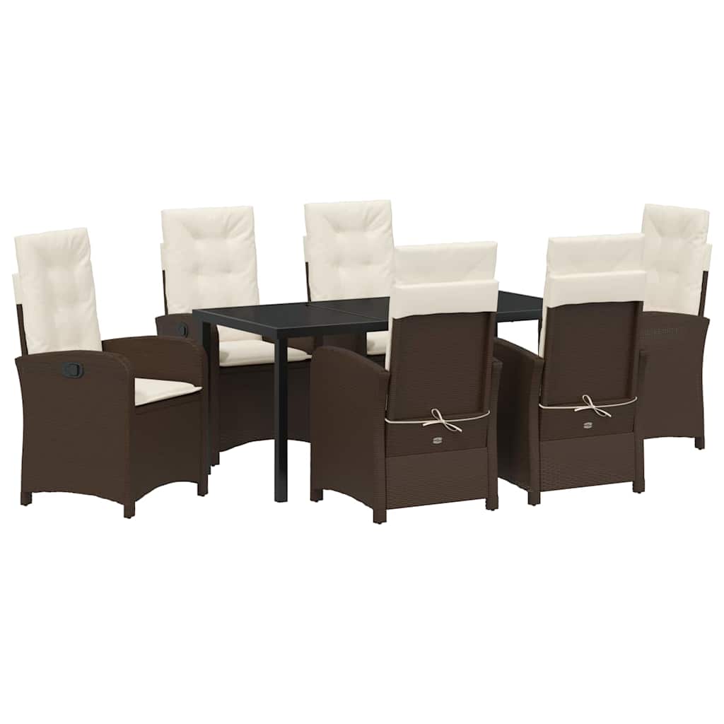 Garten Essgruppe mit Kissen 7 pcs Braun Poly-Rattan