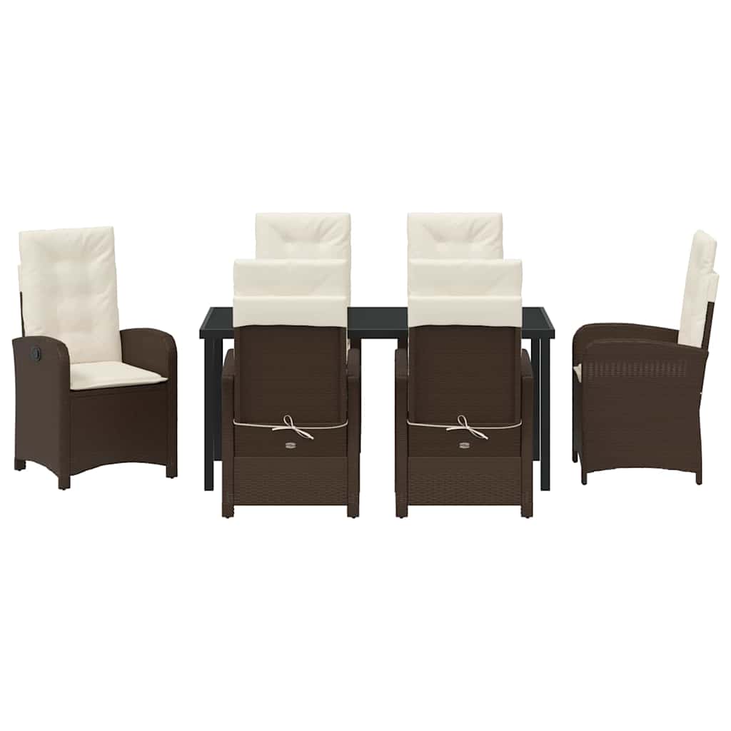 Garten Essgruppe mit Kissen 7 pcs Braun Poly-Rattan