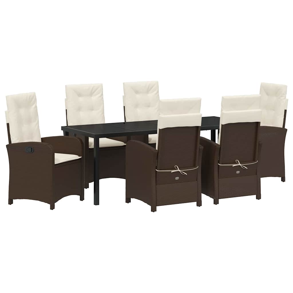 Garten Essgruppe mit Kissen 7 pcs Braun Poly-Rattan