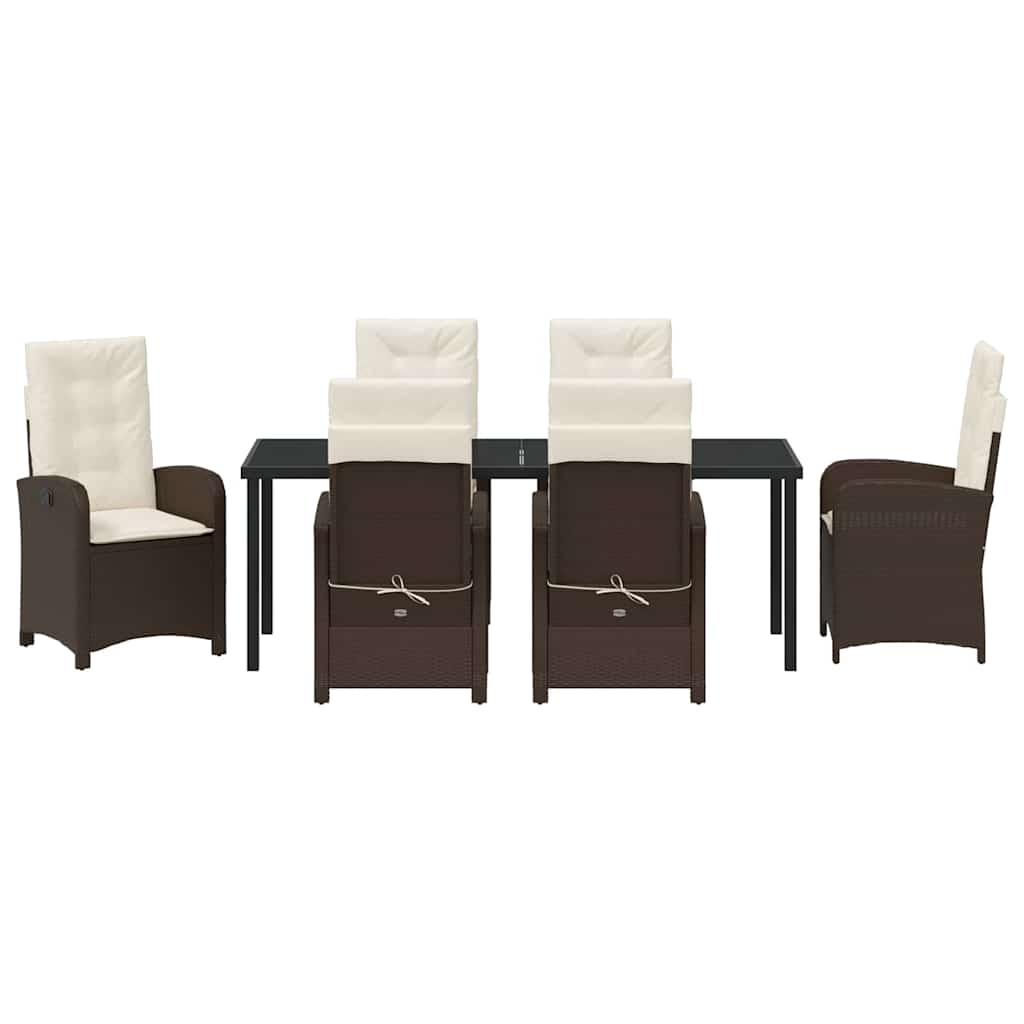 Garten Essgruppe mit Kissen 7 pcs Braun Poly-Rattan