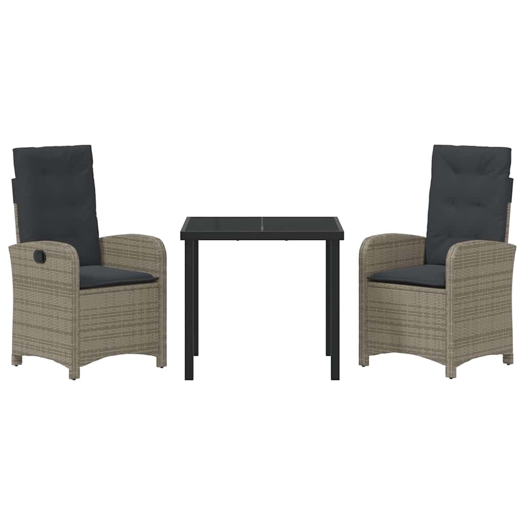 Garten Essgruppe mit Kissen 3 pcs Grau Poly-Rattan
