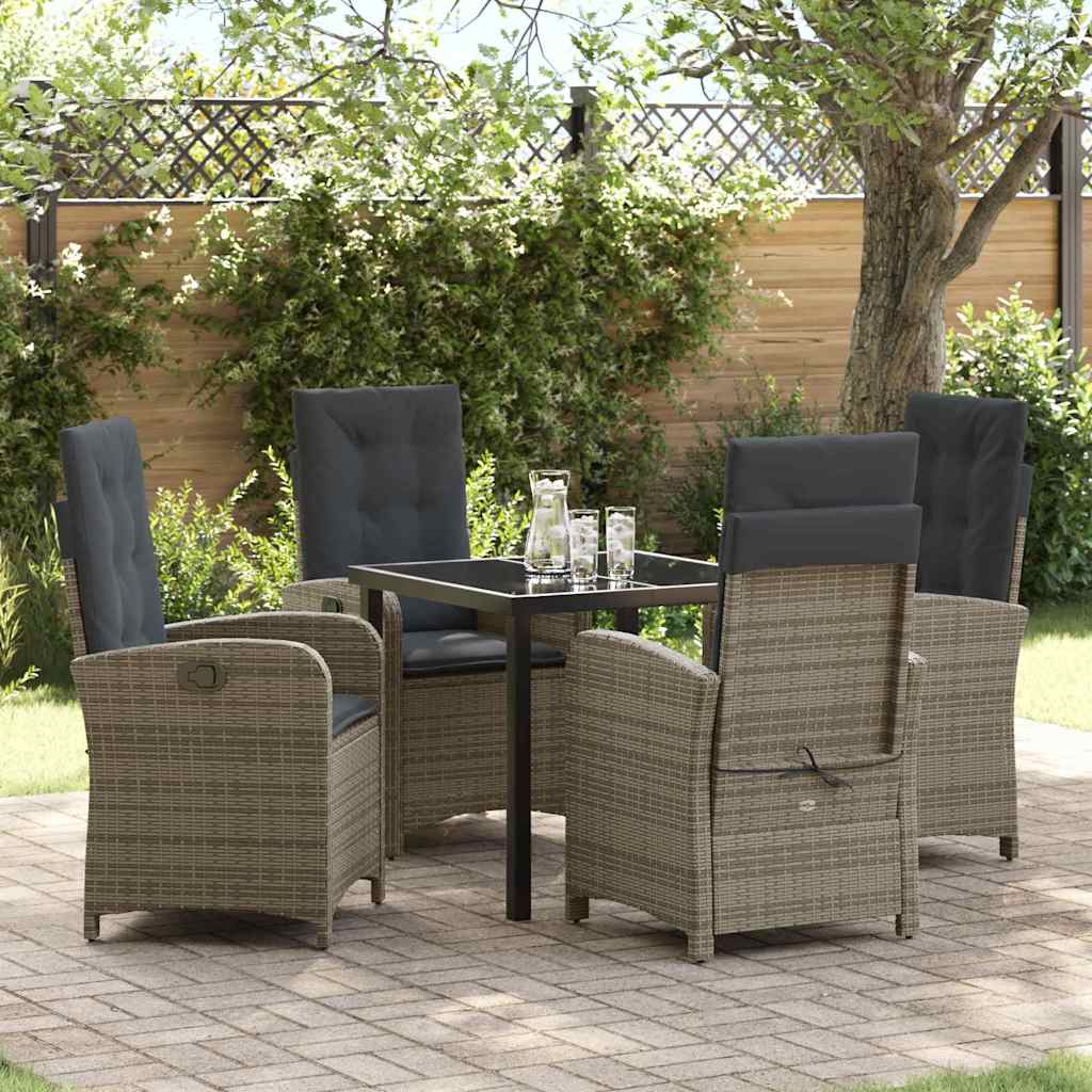 Garten Essgruppe mit Kissen 5 pcs Grau Poly-Rattan