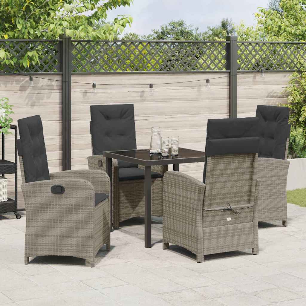 Garten Essgruppe mit Kissen 5 pcs Grau Poly-Rattan