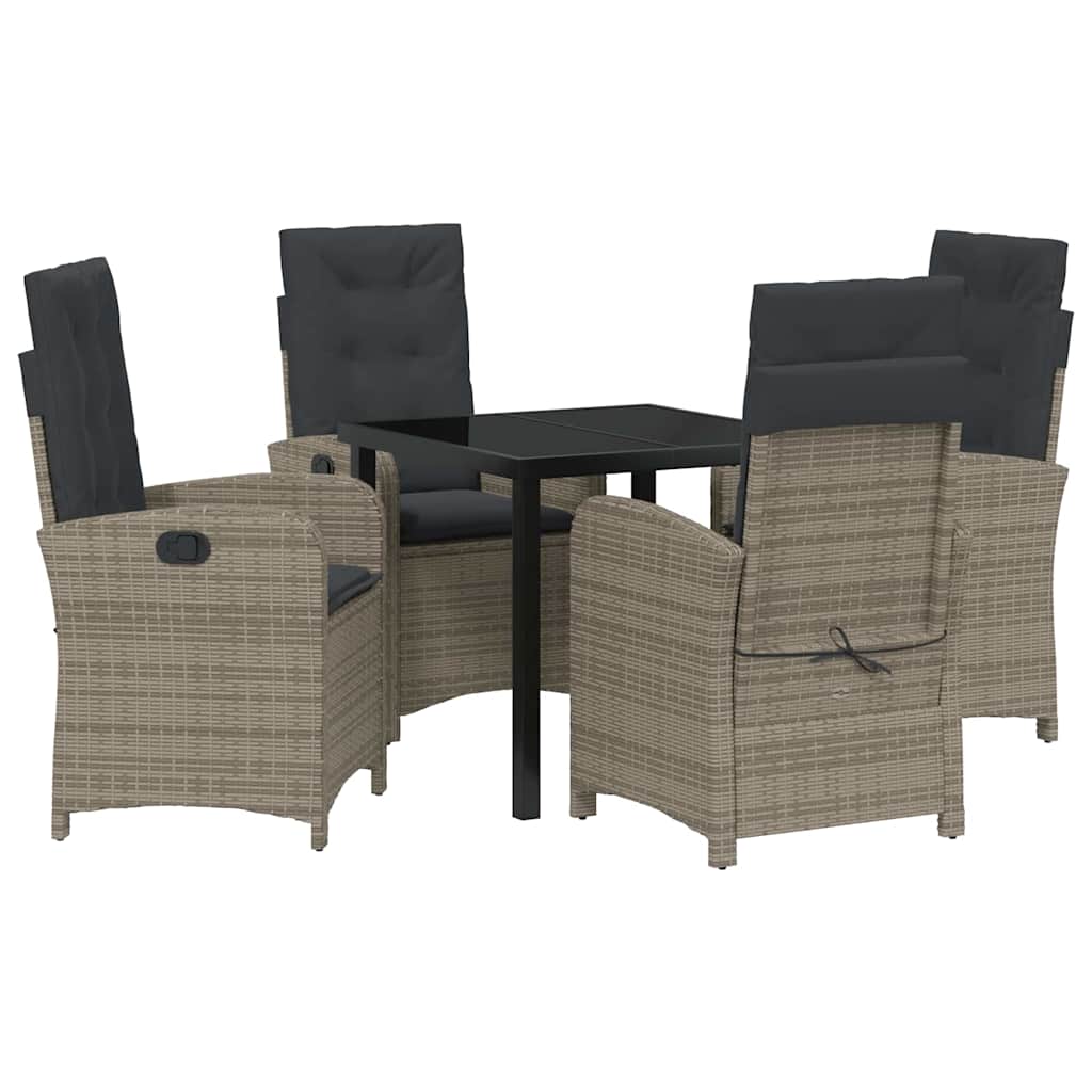 Garten Essgruppe mit Kissen 5 pcs Grau Poly-Rattan