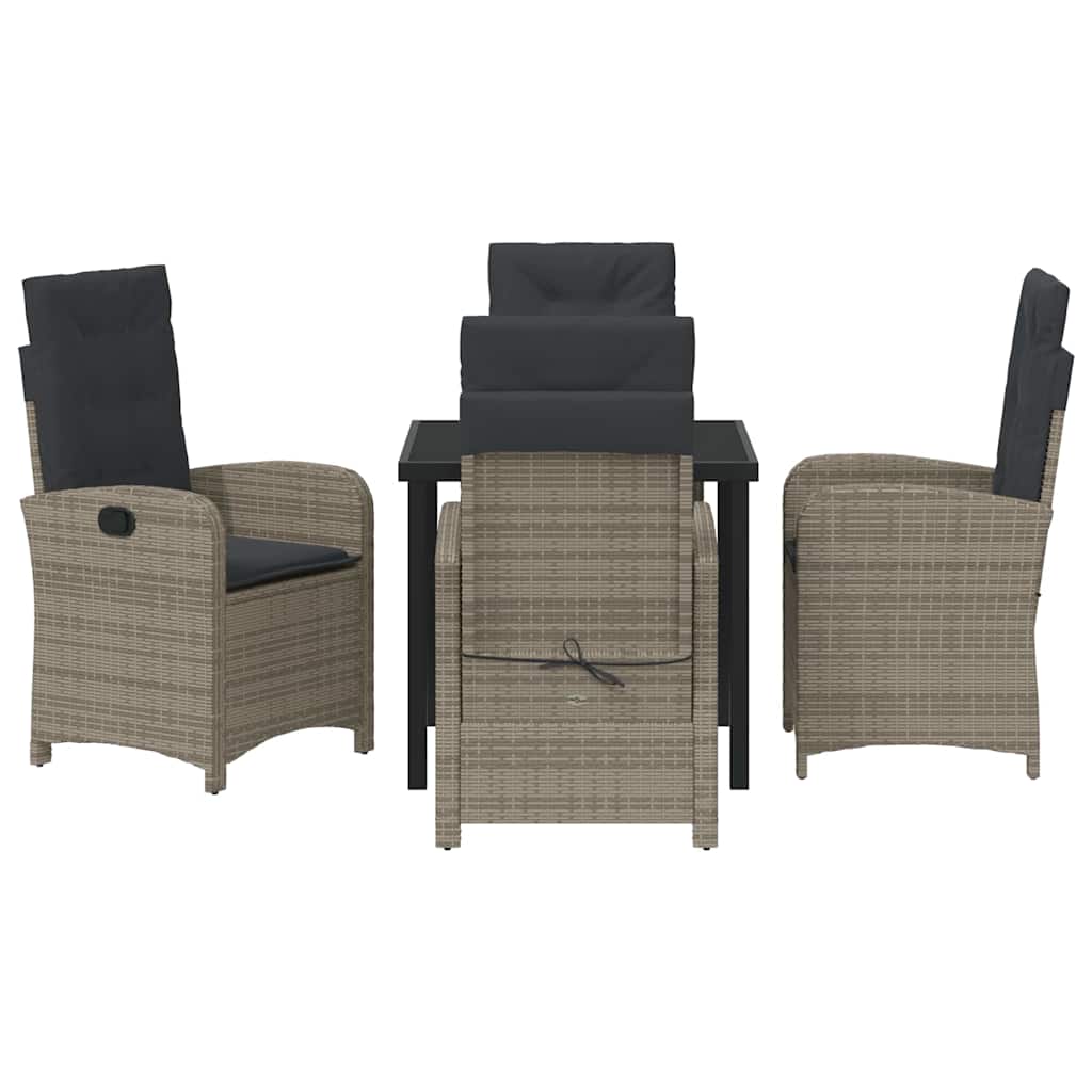 Garten Essgruppe mit Kissen 5 pcs Grau Poly-Rattan