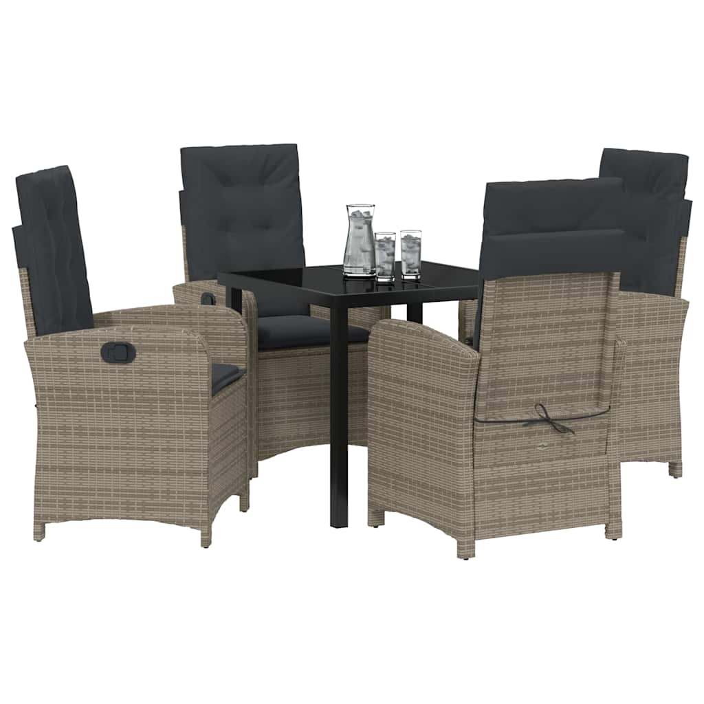 Garten Essgruppe mit Kissen 5 pcs Grau Poly-Rattan