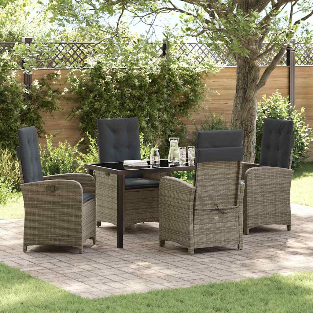 Garten Essgruppe mit Kissen 5 pcs Grau Poly-Rattan