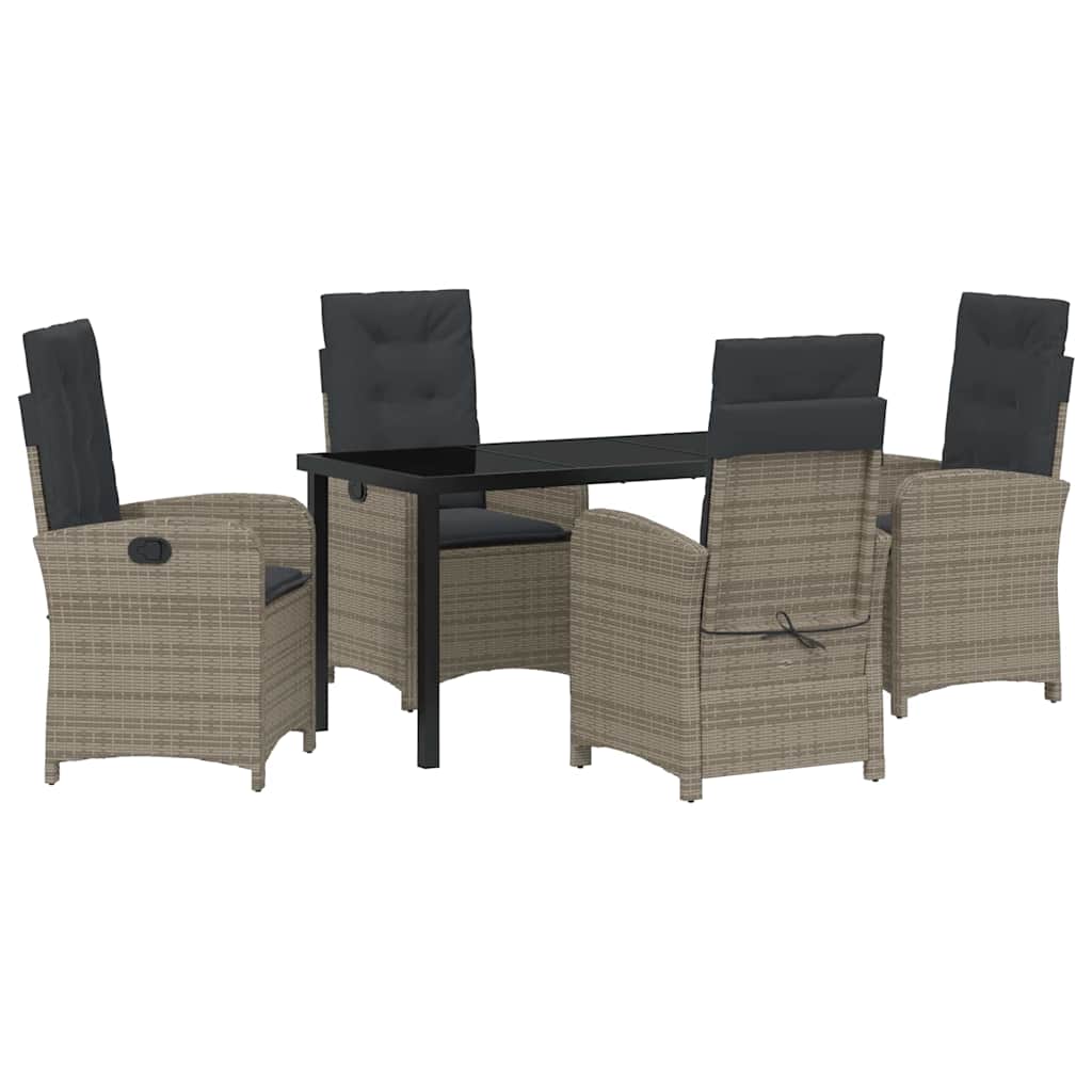Garten Essgruppe mit Kissen 5 pcs Grau Poly-Rattan