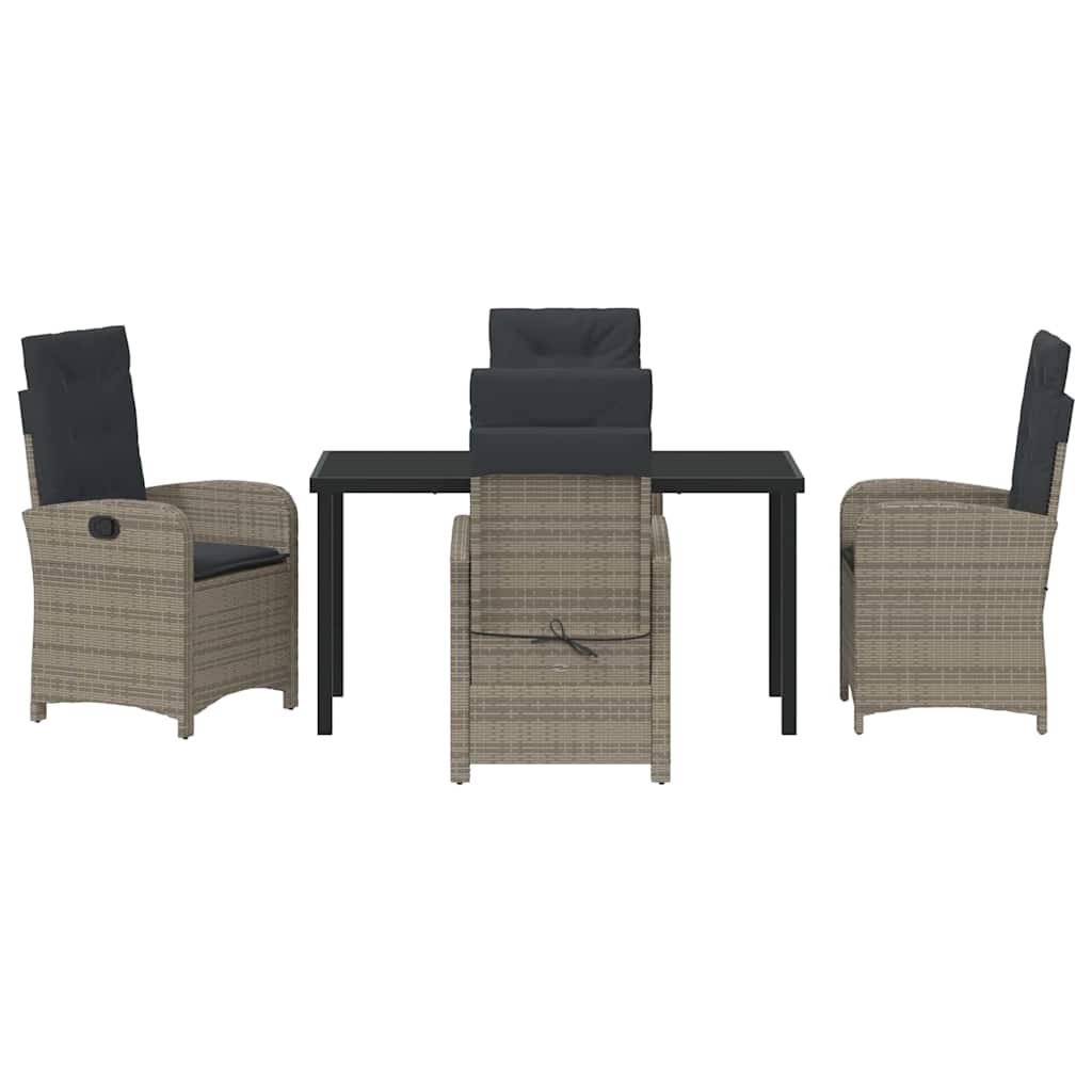 Garten Essgruppe mit Kissen 5 pcs Grau Poly-Rattan