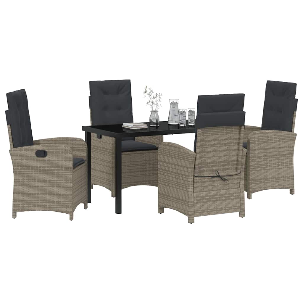 Garten Essgruppe mit Kissen 5 pcs Grau Poly-Rattan