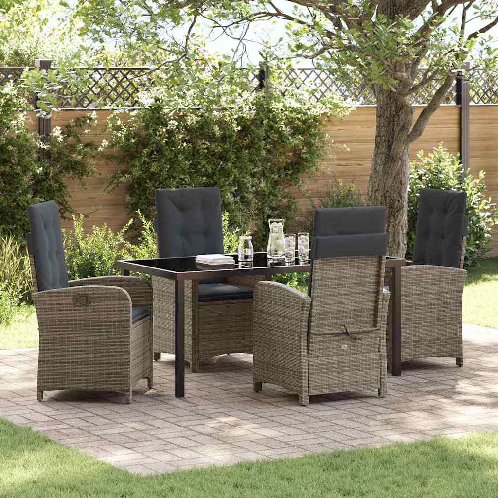 Garten Essgruppe mit Kissen 5 pcs Grau Poly-Rattan