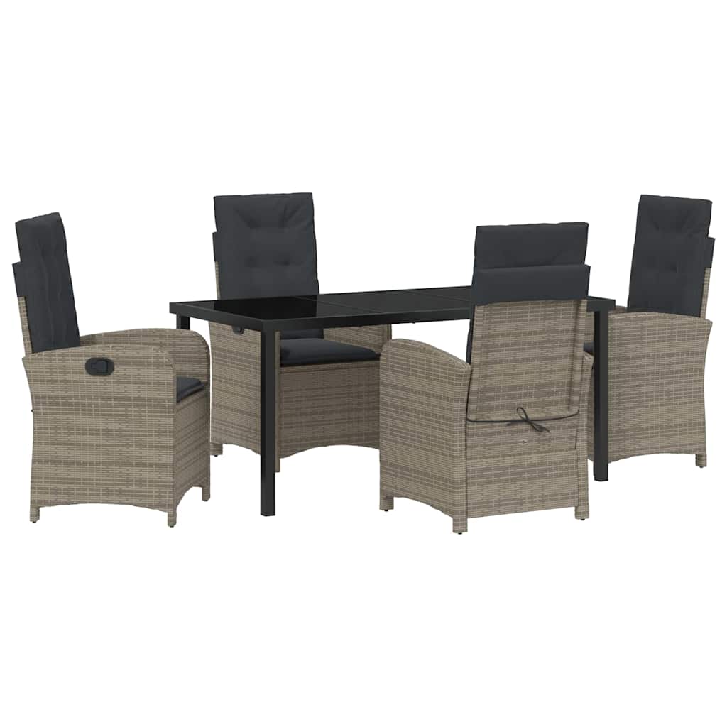 Garten Essgruppe mit Kissen 5 pcs Grau Poly-Rattan