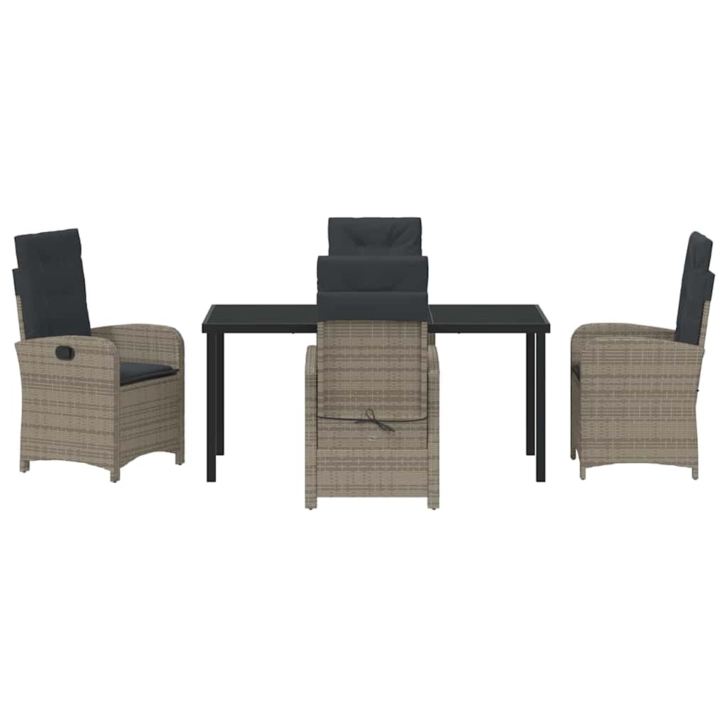 Garten Essgruppe mit Kissen 5 pcs Grau Poly-Rattan