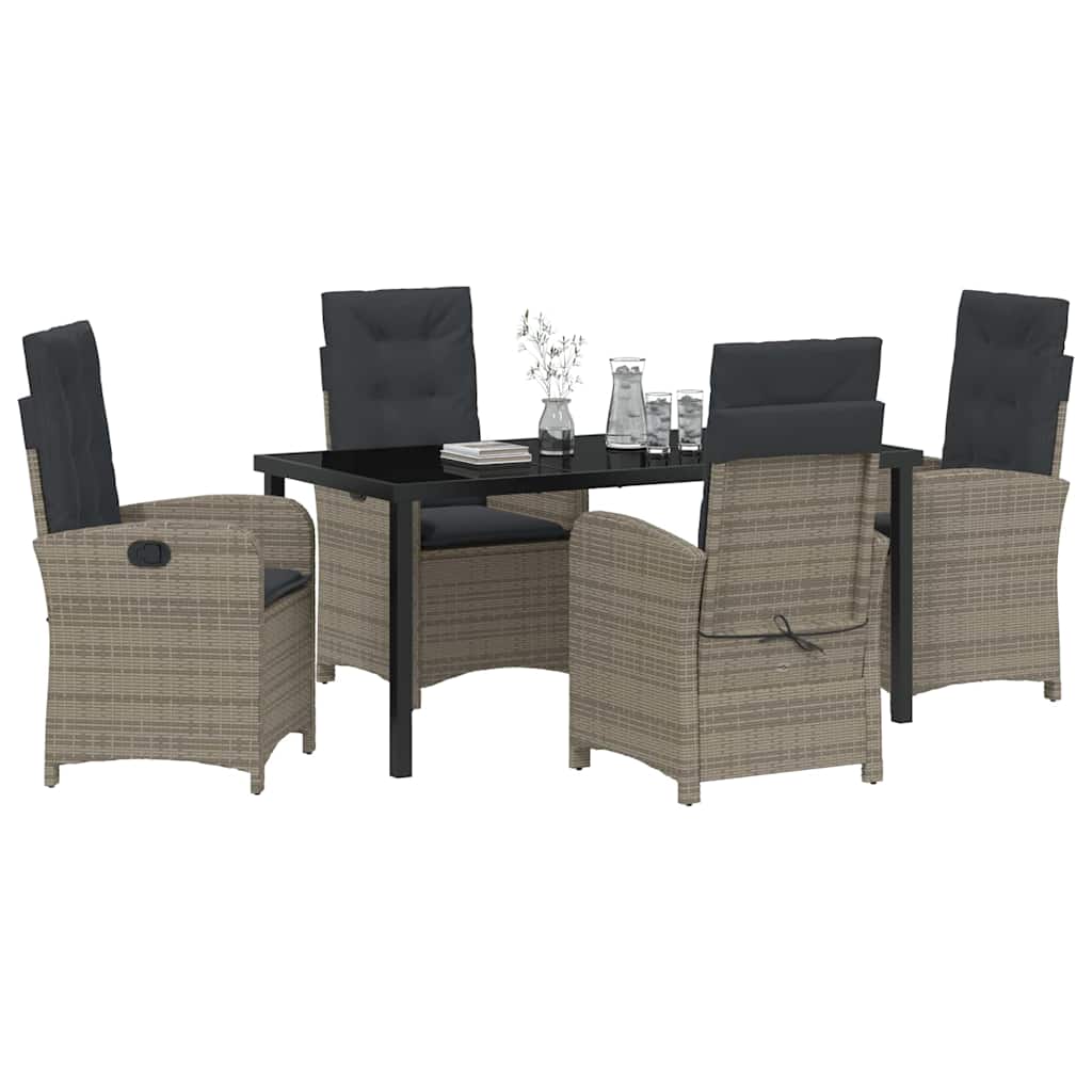 Garten Essgruppe mit Kissen 5 pcs Grau Poly-Rattan