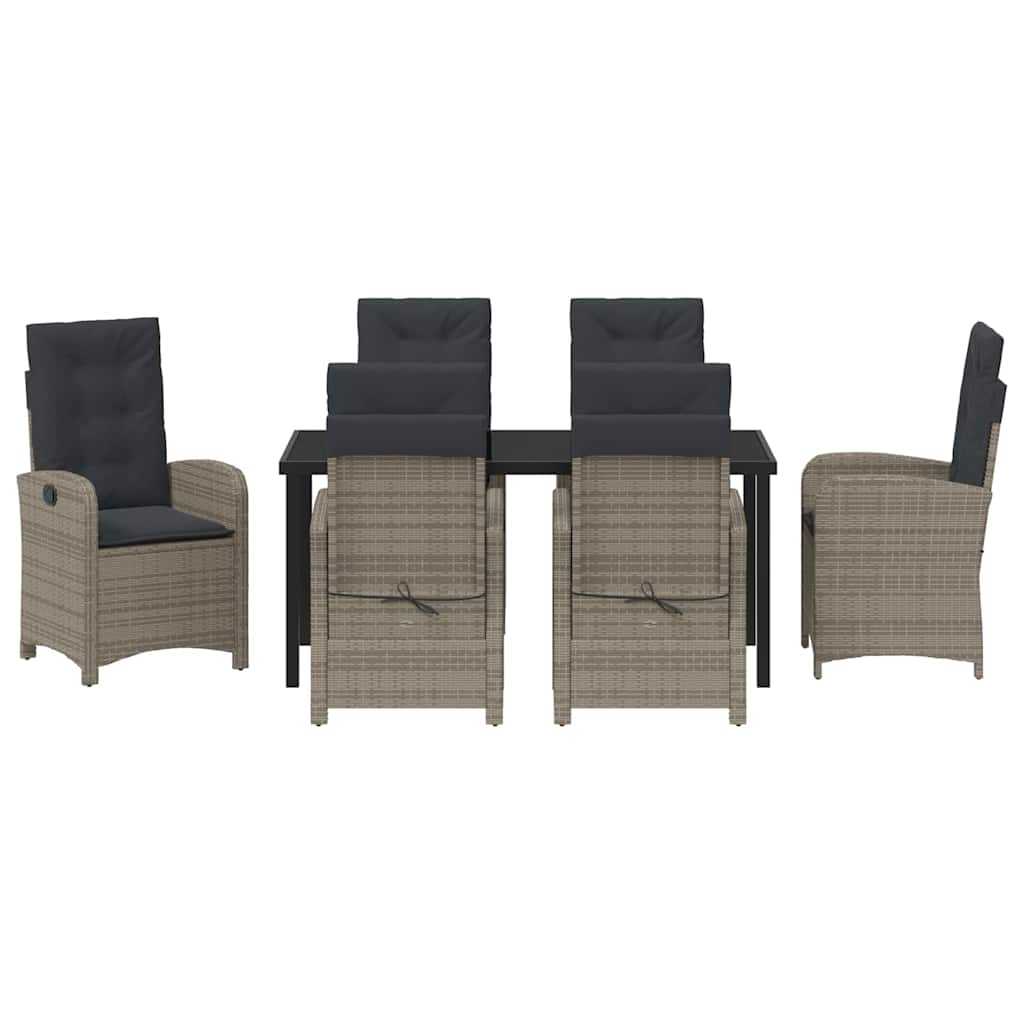 Garten Essgruppe mit Kissen 7 pcs Grau Poly-Rattan