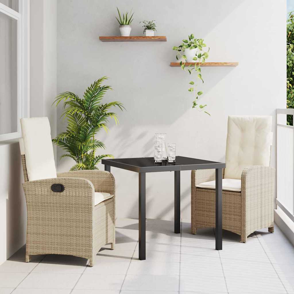 Garten Essgruppe mit Kissen 3 pcs Beige Poly-Rattan