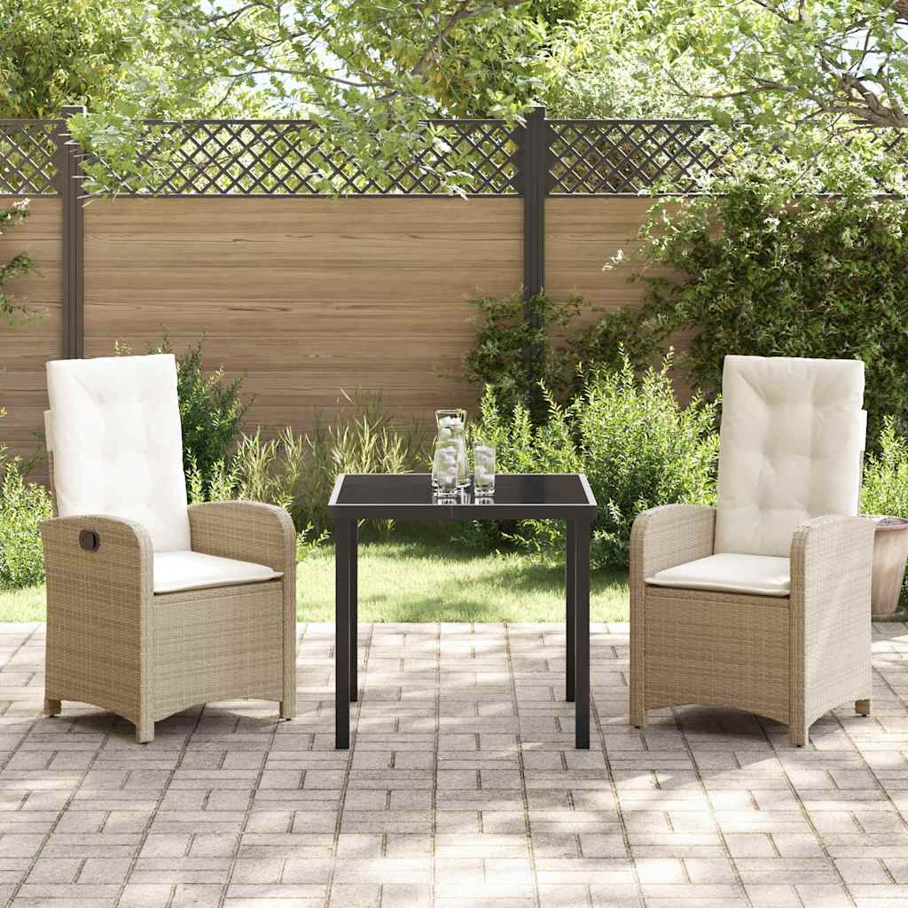 Garten Essgruppe mit Kissen 3 pcs Beige Poly-Rattan