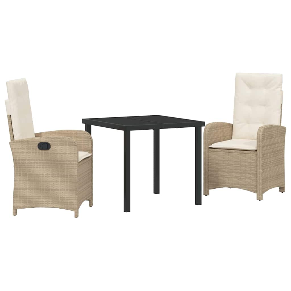 Garten Essgruppe mit Kissen 3 pcs Beige Poly-Rattan
