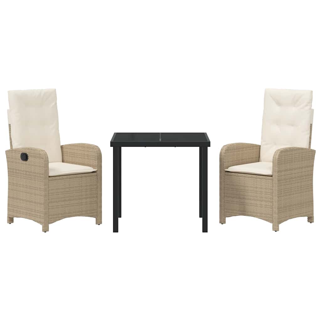 Garten Essgruppe mit Kissen 3 pcs Beige Poly-Rattan