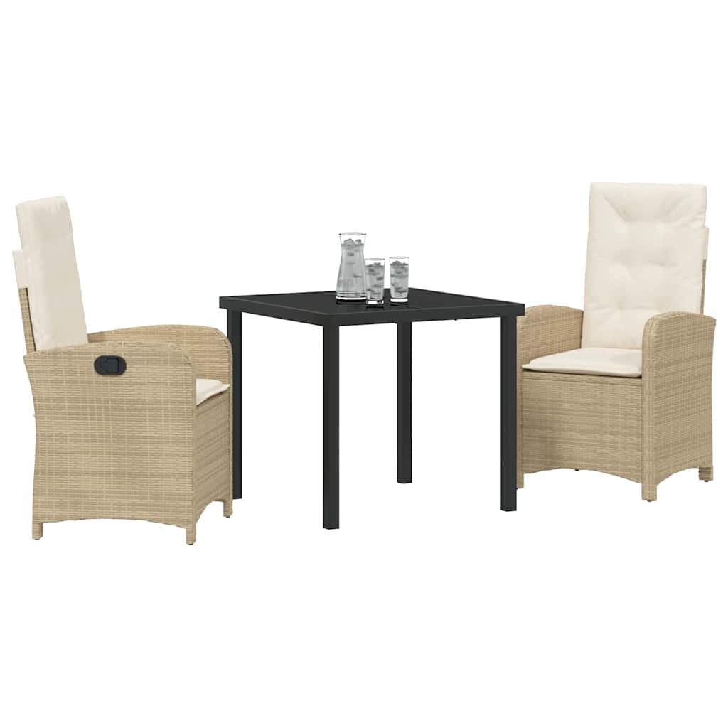 Garten Essgruppe mit Kissen 3 pcs Beige Poly-Rattan