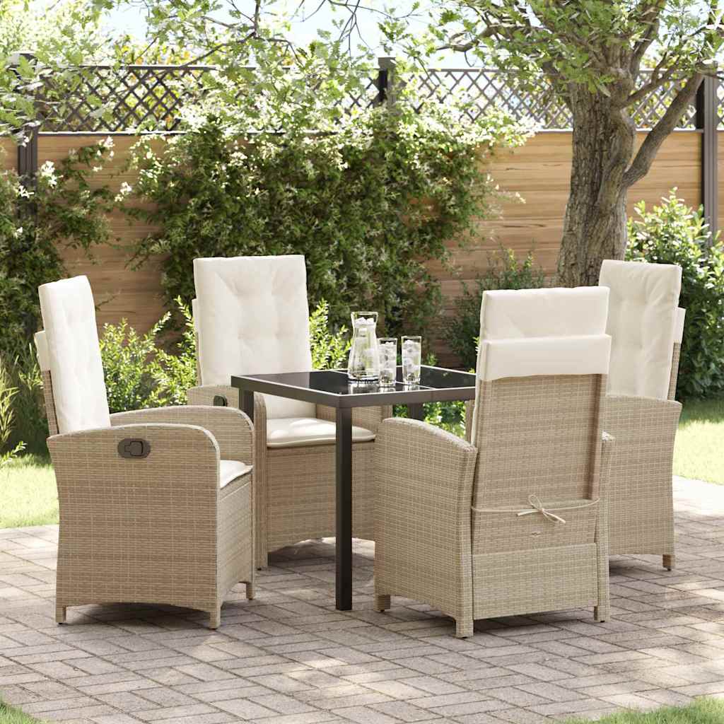 Garten Essgruppe mit Kissen 5 pcs Beige Poly-Rattan