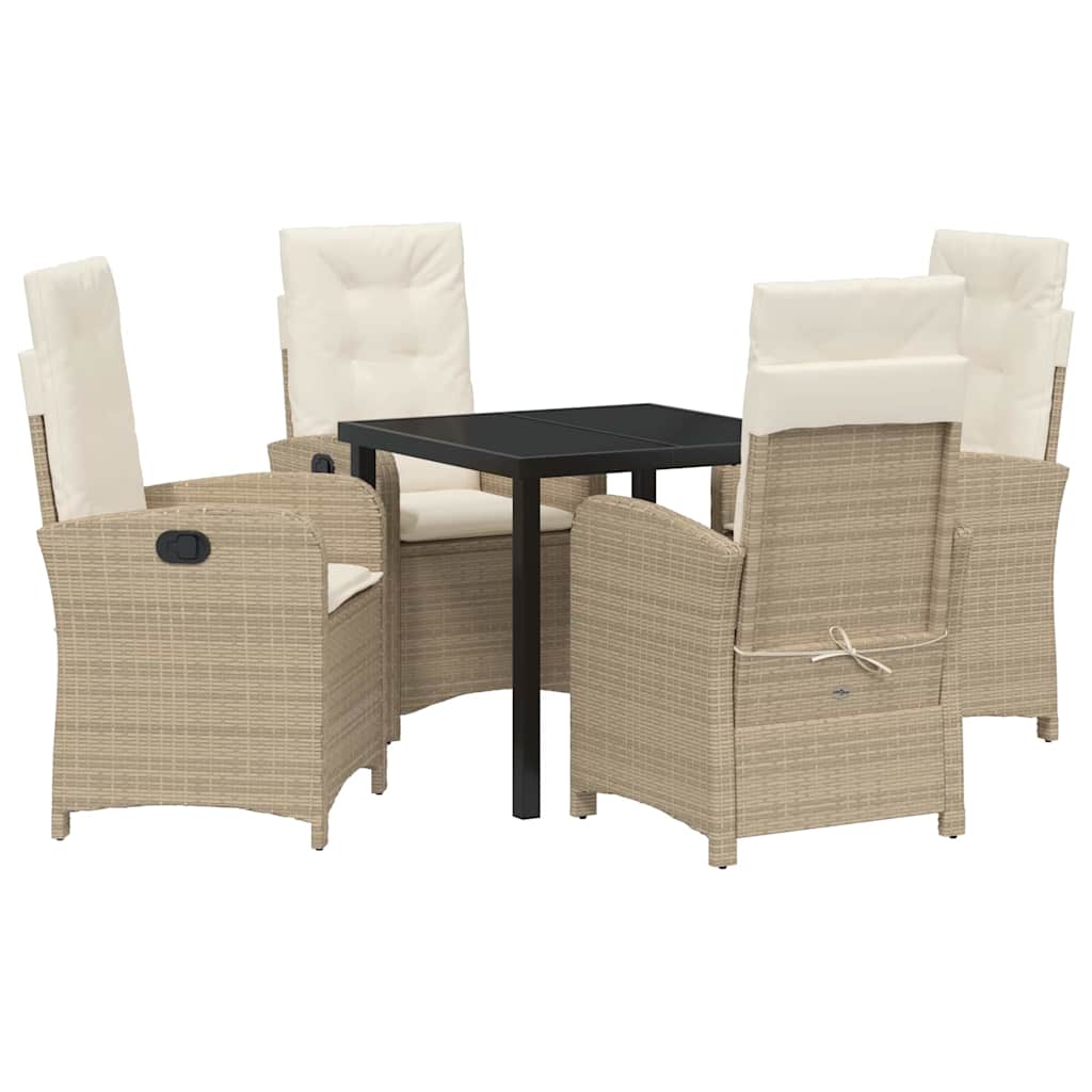 Garten Essgruppe mit Kissen 5 pcs Beige Poly-Rattan